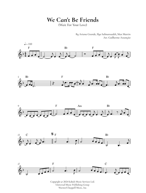 We Can't Be Friends (Wait For Your Love) (Arr. Guilherme Assunção) - Ariana Grande (Lead Sheet - Fake Book)