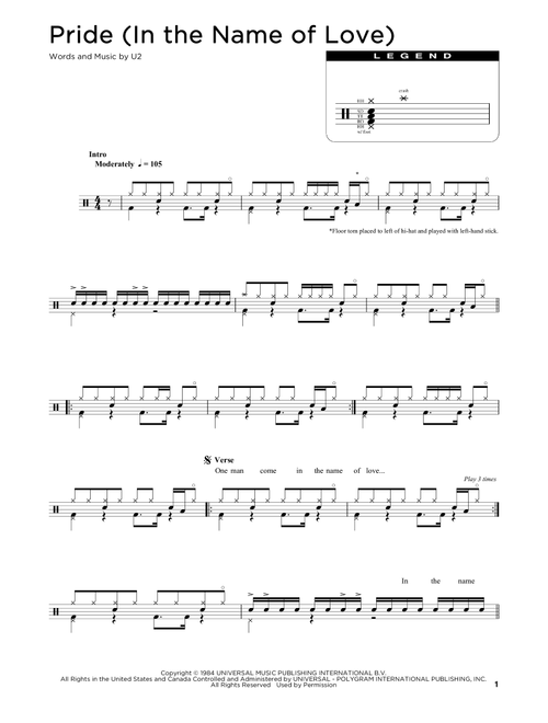 Pride (In The Name Of Love) - U2 (Drum Chart)