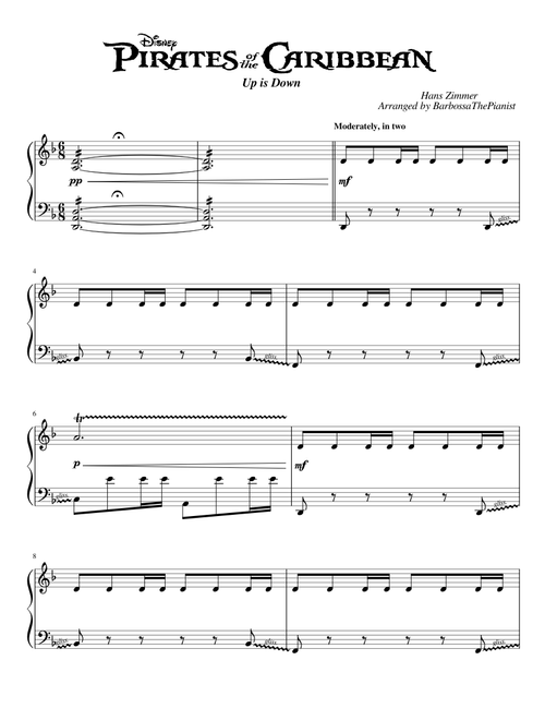 Pirates of the Caribbean At World's End - Up is Down - Piano Solo
