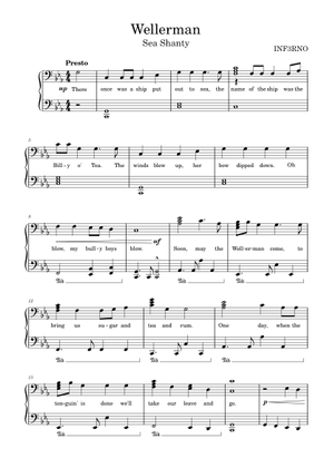 Wellerman (Sea Shanty) Sheet Music for Piano, Violin, Bass drum (Mixed ...