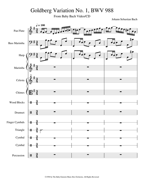Goldberg-Variationen, BWV 988 – Johann Sebastian Bach Goldberg Variation No. 1, BWV 988 - Baby Bach