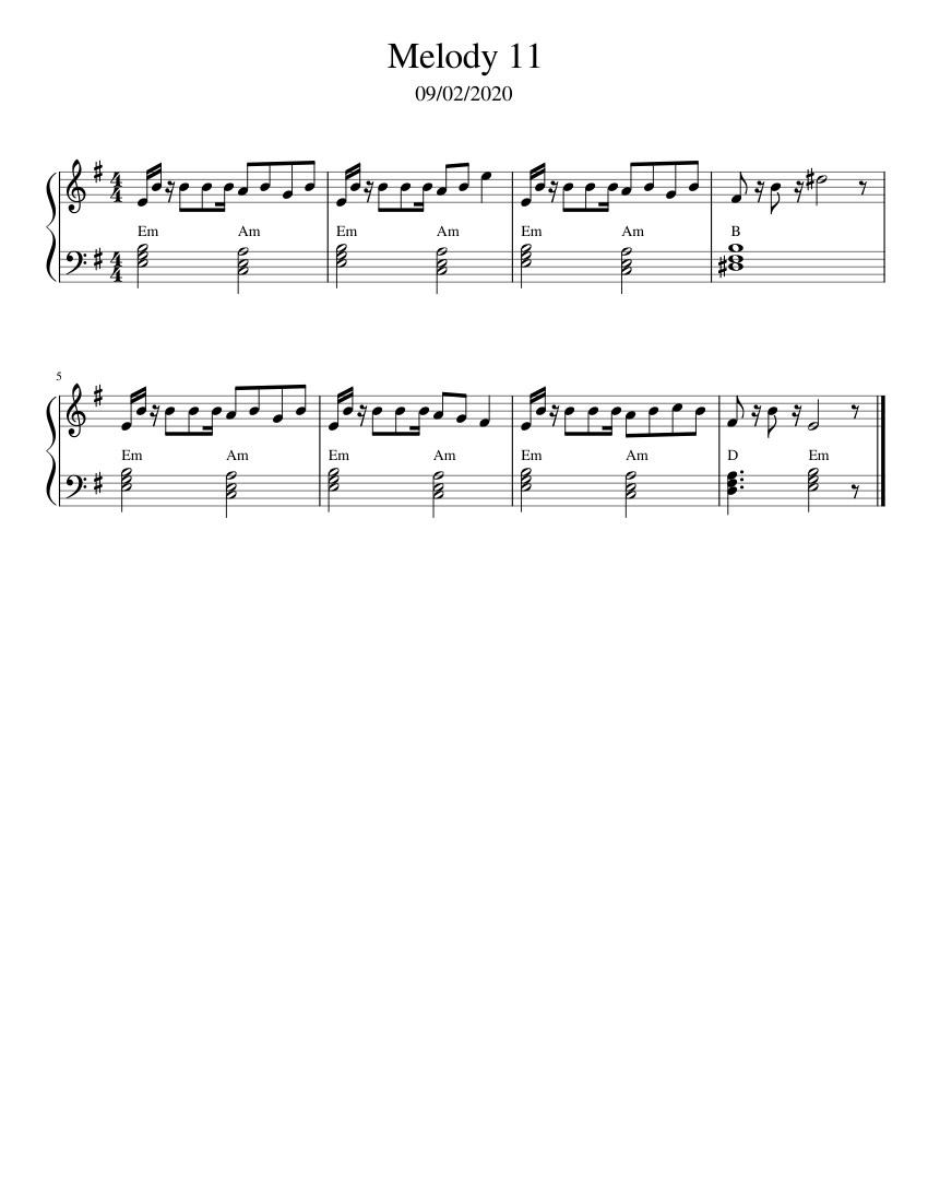Melody 11 Sheet music for Piano (Solo) Easy | Musescore.com