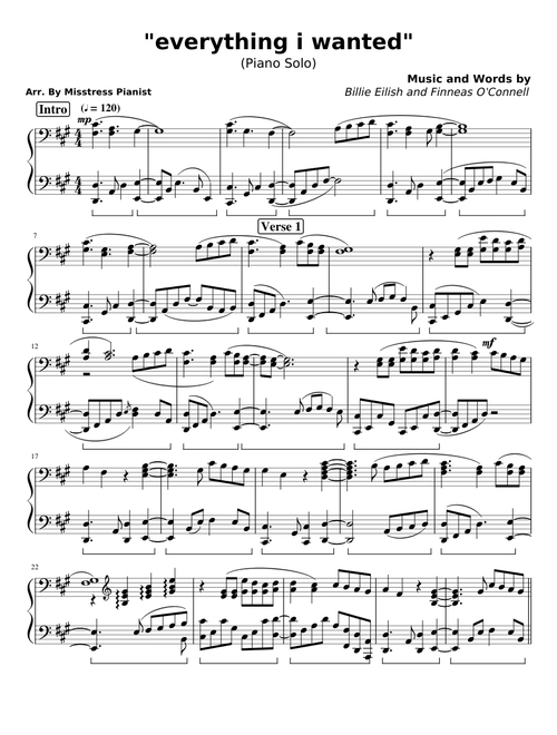 "everyhting i wanted" - billie eilish (Piano Solo)
