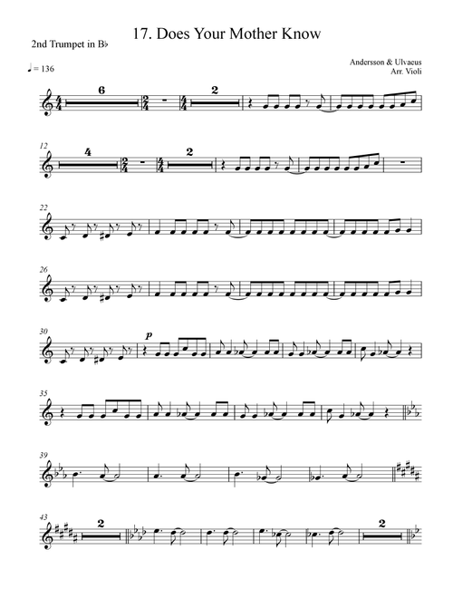 Does Your Mother Know (Arr. Violi) - ABBA (Trumpet Solo)