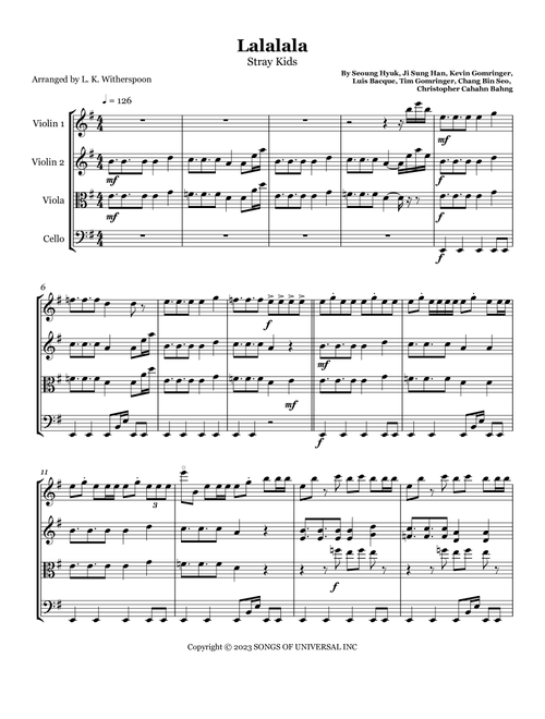 Lalalala (Arr. Witherspoon Arrangements) - Stray Kids (String Quartet)