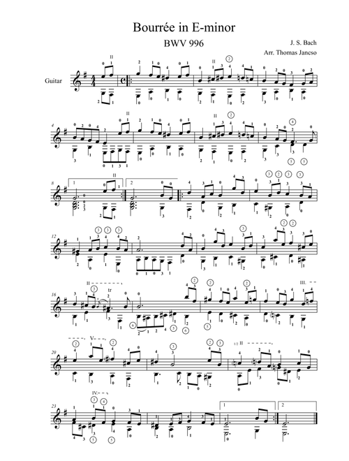 Bourée (Guitar) (Arr. Thomas Jancso) - J. S. Bach (Solo Guitar)
