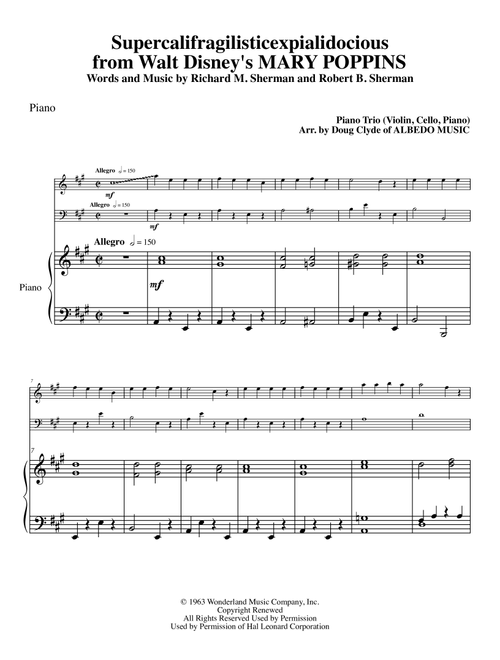 Supercalifragilisticexpialidocious from Walt Disney's MARY POPPINS (Arr. Doug Clyde) - Richard M. Sherman, Robert B. Sherman (String Ensemble)