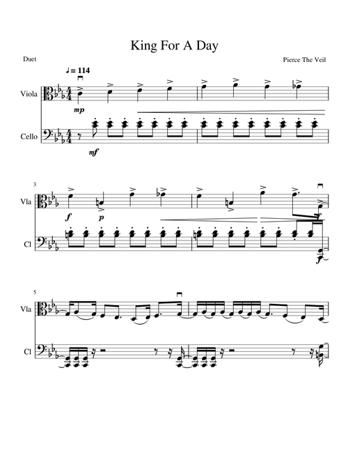 King For A Day - Pierce The Veil (Cello/Viola Duet)