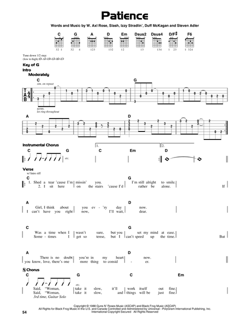 Patience - Guns N' Roses (Guitar Lead Sheet)