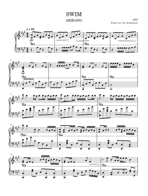 SWIM (piano arr.) – BTS