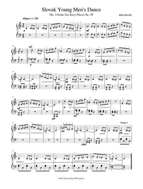 Bartok: Slovak Young Men's Dance (from Ten Easy Pieces Sz. 39, No. 3)