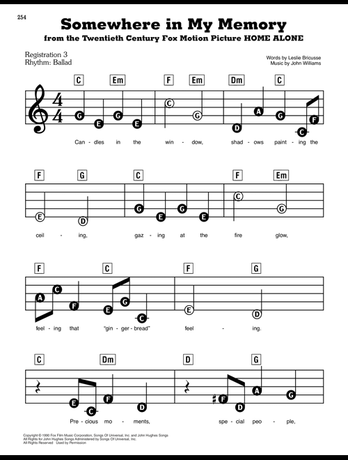 Somewhere In My Memory (from Home Alone) - John Williams, Leslie Bricusse (E-Z Play Today)