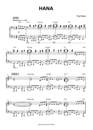 花 (Hana) – Fujii Kaze Sheet Music with Chords for Piano (Solo