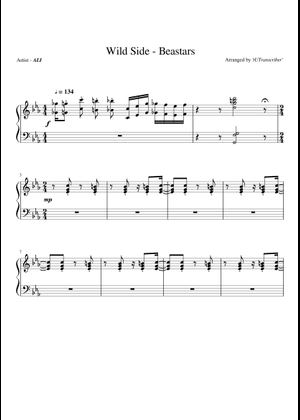 Beastars - Wild Side (for Voice, Piano and Drums) Sheet