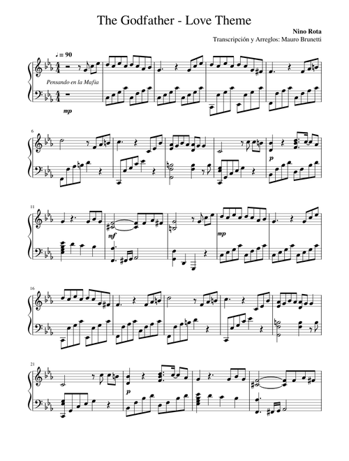 The Godfather Love Theme Piano Arrangement
