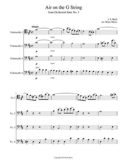 Air on the G String (from Orchestral Suite no. 3) (Arr. Brian Myers) - J S Bach (String Ensemble)