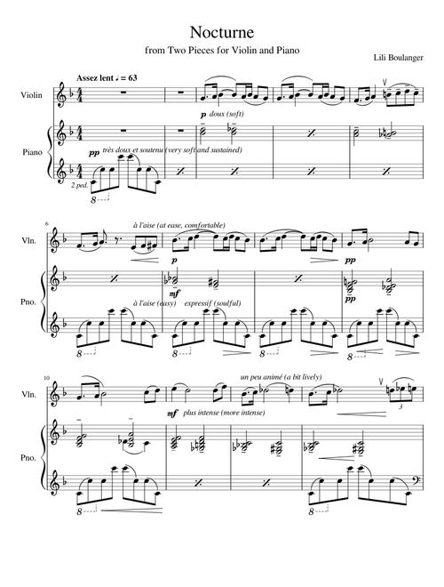 "Nocturne" from "Two Pieces for Violin and Piano" by L. Boulanger