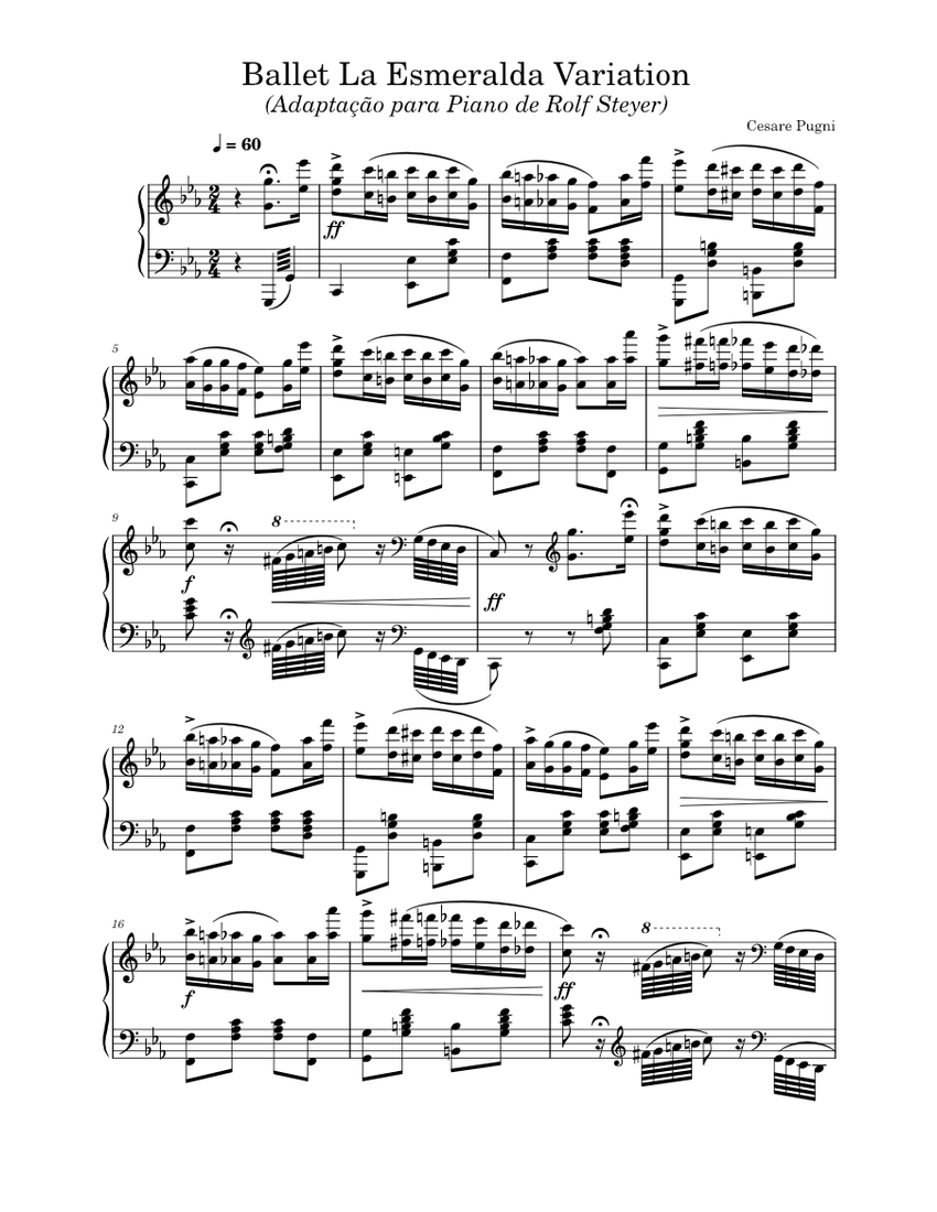 LA ESMERALDA BALLET (Variação) Cesare Pugni Sheet music for Piano