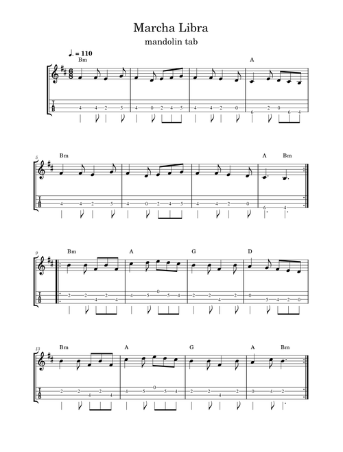 Marcha Libra – mandolin tab