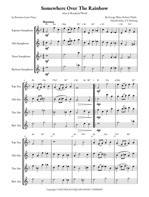 Somewhere Over The Rainbow/what A Wonderful World (Arr. Jhonatan Lucio Viana) - E Y Harburg, George Weiss, Harold Arlen (Woodwind Ensemble)