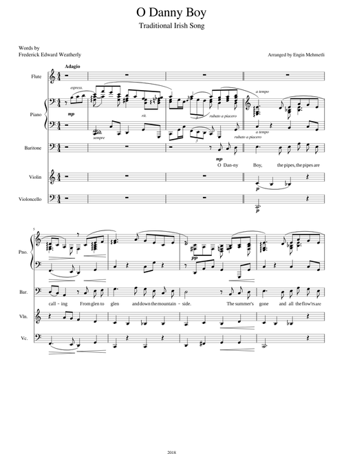 O Danny Boy (piano, flute, cello, violin)