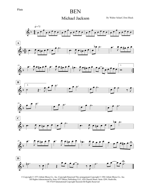 Ben (Arr. Leo Silva) - Michael Jackson (Flute Solo)
