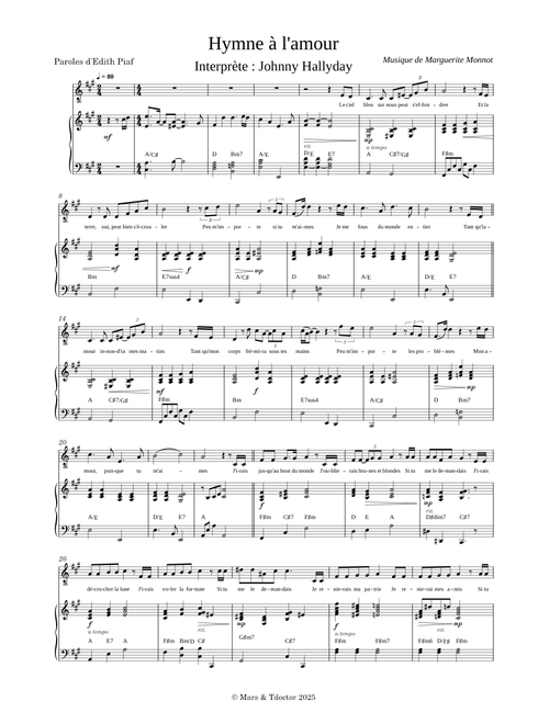 Hymne à l'amour – Johnny Hallyday