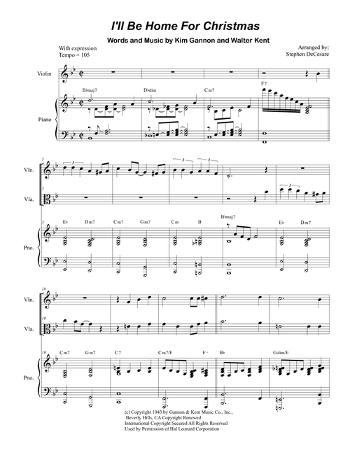 I'll Be Home For Christmas (Arr. Stephen DeCesare) - Rascal Flatts (Instrumental Duet and Piano)