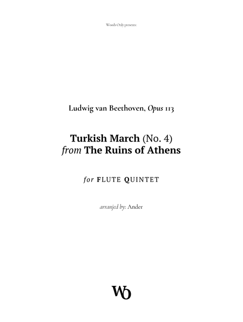 Turkish March by Beethoven for Flute Quintet (Arr. Ander) (Woodwind Ensemble)