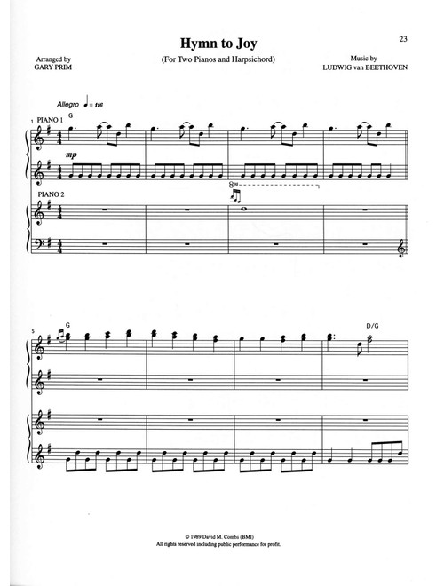 Hymn to Joy (Arr. Gary Prim) - Ludwig van Beethoven (Small Ensemble)