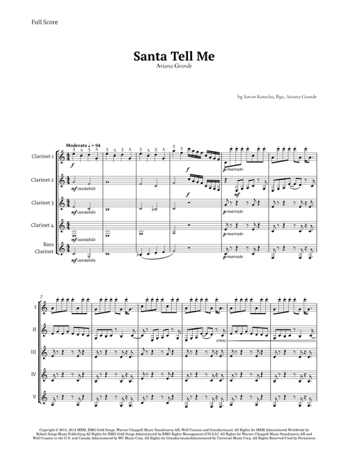Santa Tell Me (Arr. Ander) - Ariana Grande (Woodwind Ensemble)