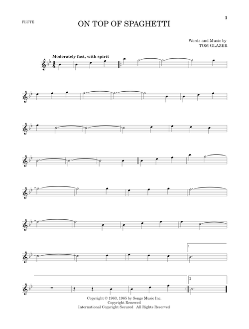 On Top Of Spaghetti - Tom Glazer (Flute Solo)