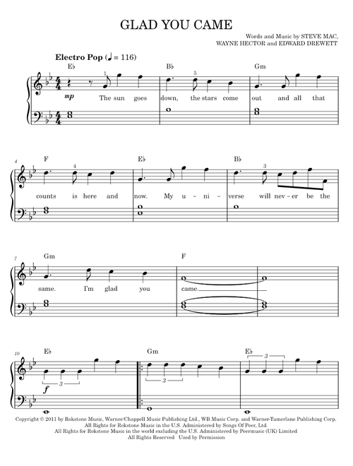 Glad you came - The Wanted (Easy Piano)