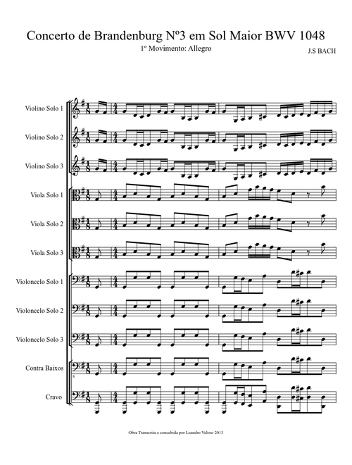 Concerto de Brandenburg Nº3 em Sol Maior BWV1048