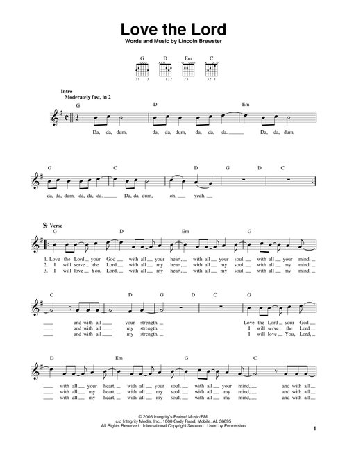 Love The Lord - Lincoln Brewster (Easy Guitar)