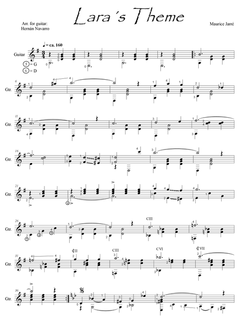 Lara's Theme (Arr. Hernán Navarro) - Maurice Jarre (Solo Guitar)
