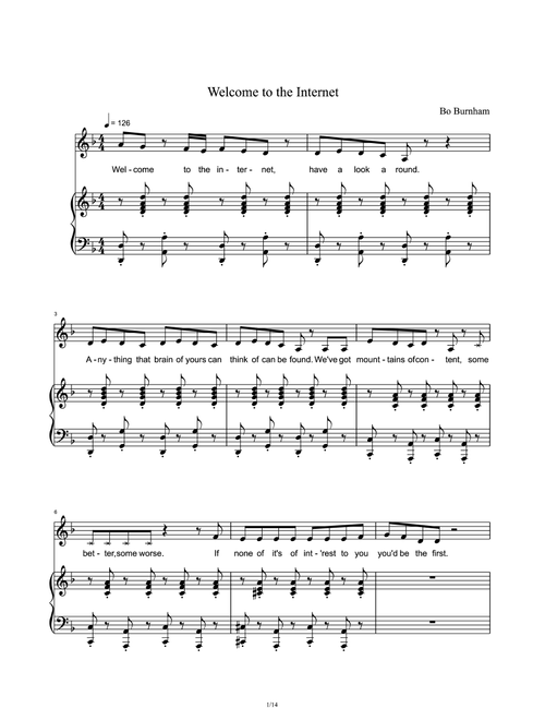 Welcome To The Internet (Arr. Bo Burnham) (Piano Vocal)