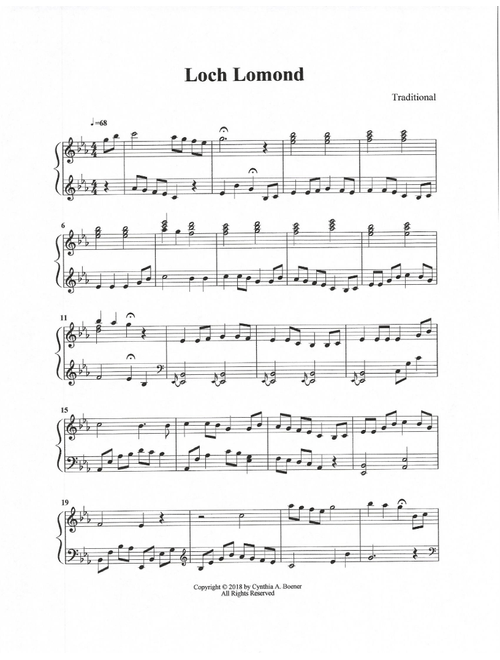 Loch Lomond (Arr. Cynthia A. Boener) - Traditional (Harp)