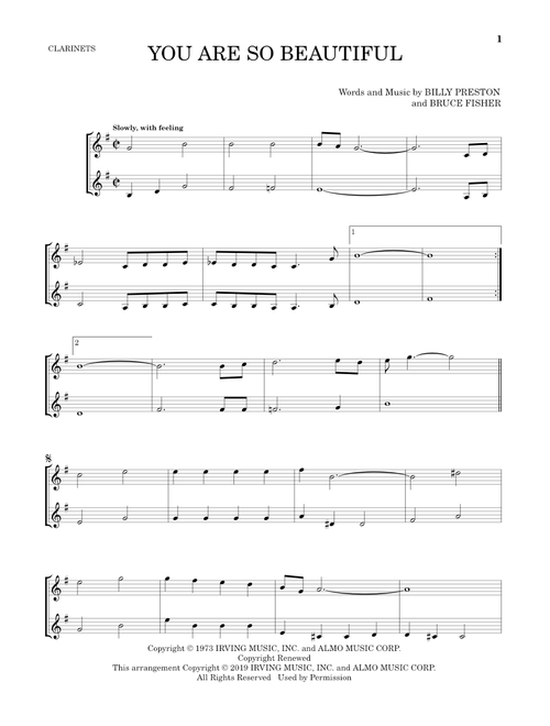 You Are So Beautiful - Joe Cocker (Clarinet Duet)