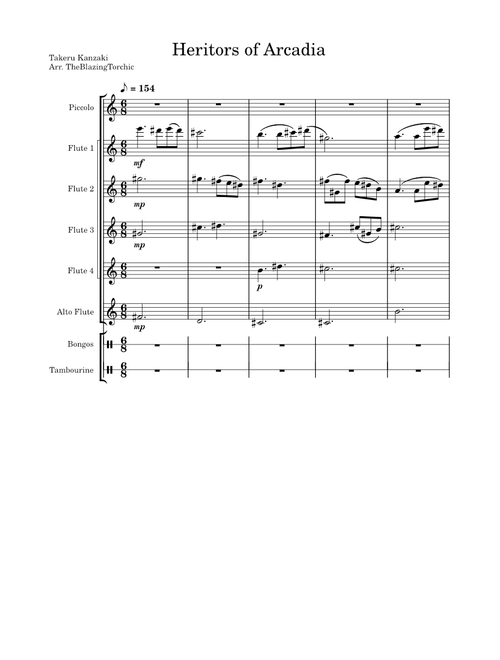 The Heritors of Arcadia - Takeru Kanzaki Arr. for Flute Choir w/ Percussion