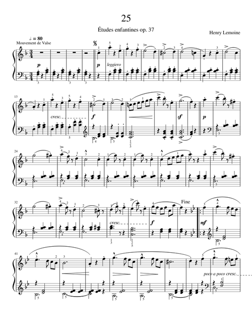 Lemoine: Études enfantines op. 37 no. 25
