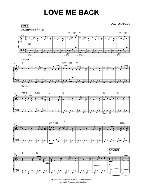 Love Me Back - Max McNown (Piano)