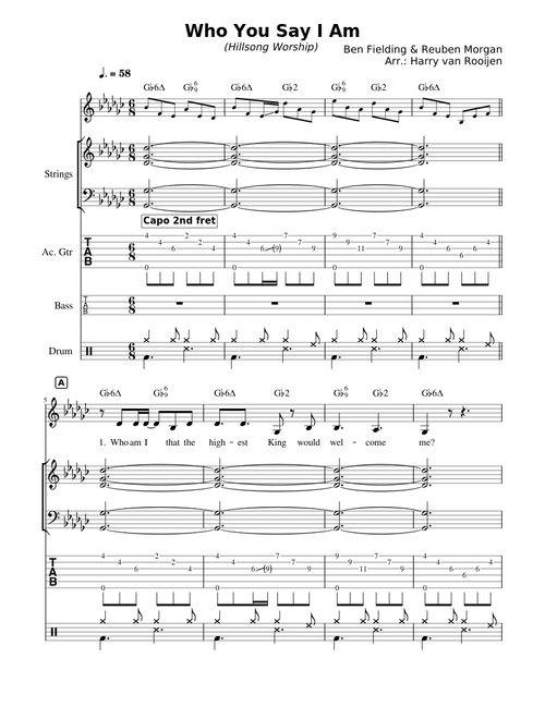 Who You Say I Am – Hillsong Worship (Arranged for Band)