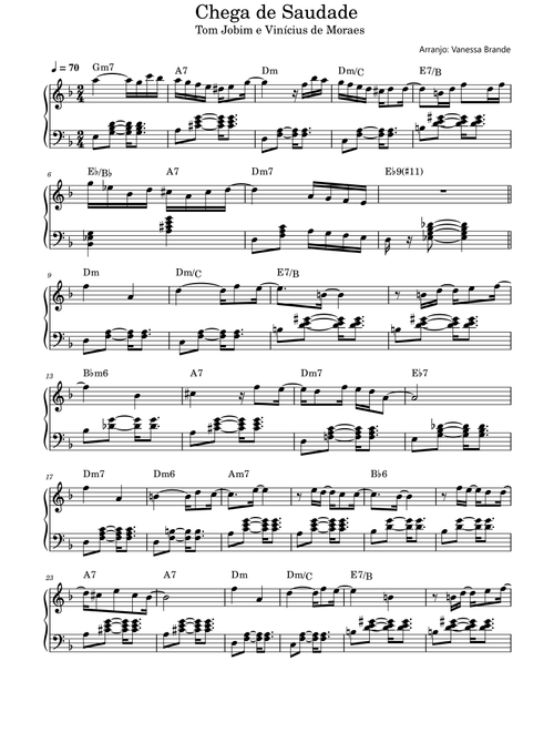 Chega De Saudade (no More Blues) (Arr. Vanessa Brande) - Antonio Carlos Jobim (Small Ensemble)