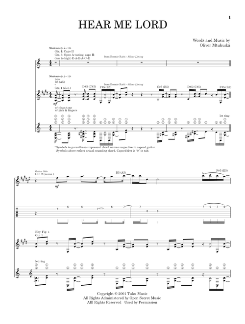 Hear Me Lord - Bonnie Raitt (Guitar Tab)