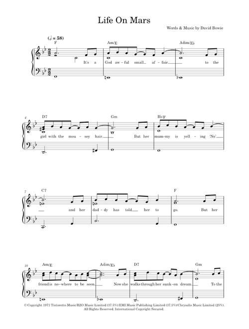 Life on mars - David Bowie (Easy Piano)
