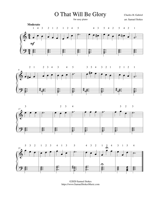 O That Will Be Glory - for easy piano (Arr. Samuel Stokes) - Charles H. Gabriel (Easy Piano)