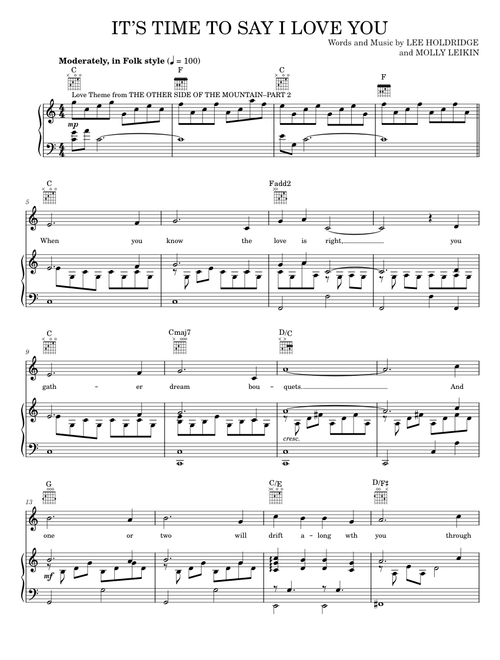 It's Time To Say I Love You - Lee Elwood Holdridge (Piano-Vocal-Guitar)