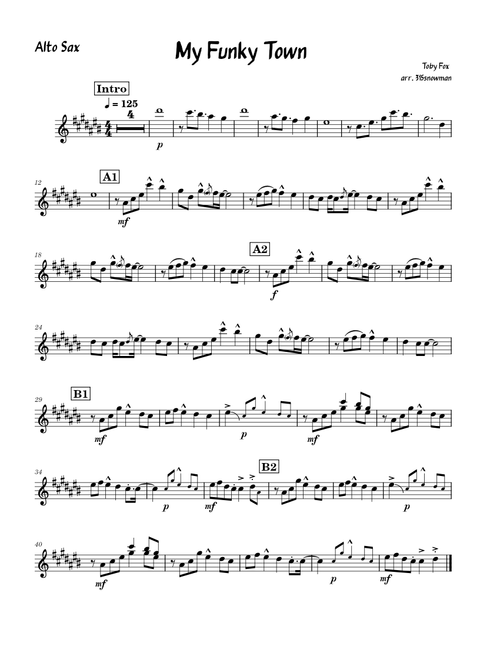 My Funky Town – Toby Fox My Funky Town Alto Saxophone Transcription