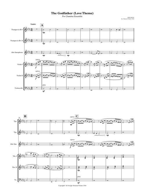 The Godfather Love Theme (Arr. Emanuel Tudare) - Nino Rota (Chamber Orchestra)